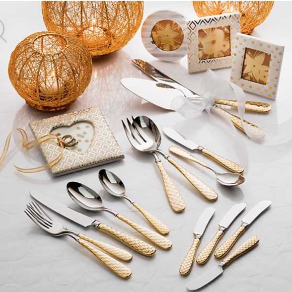 Mackenzie-Childs Gold Check Flatware 5-Piece Place Setting - Picture 3 of 6